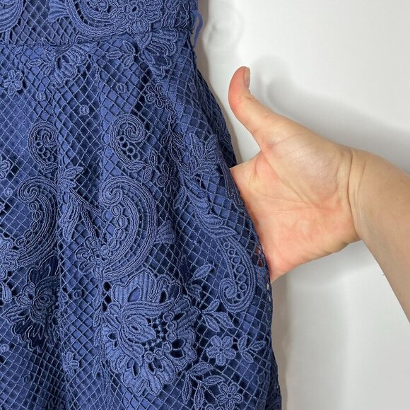Self Portrait Lace Embellished Mini Dress Navy Blue Size 8 NWT - Picture 4 of 11